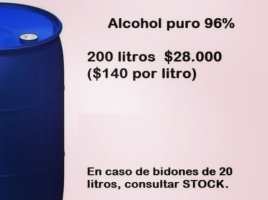 Alcohol puro 96% (certificado)